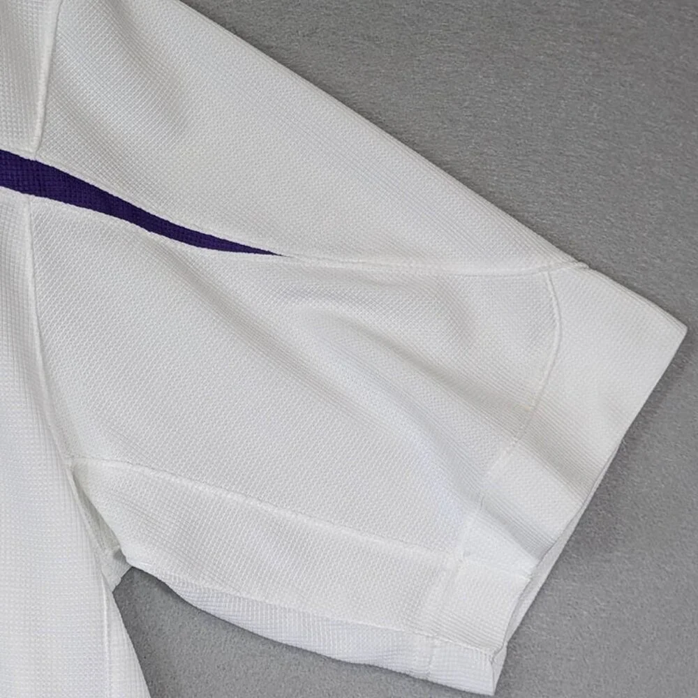 NEW Nike Dri-Fit White Polo Golf Shirt Mens‎ Medium Basketball Logo Purple BU